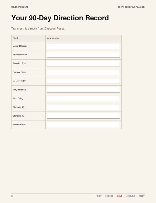 Inside the 90-Day Planner workbook