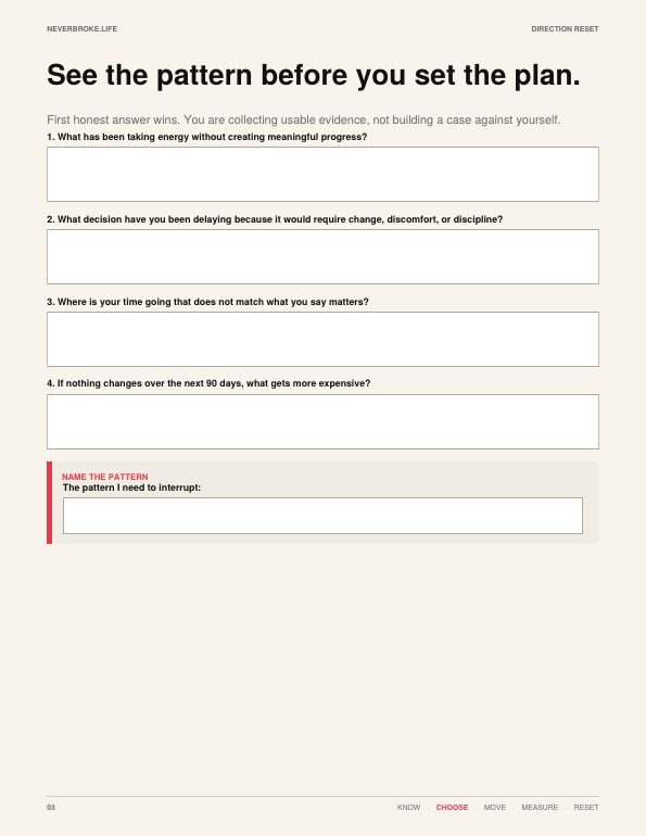 Inside the Direction Reset workbook